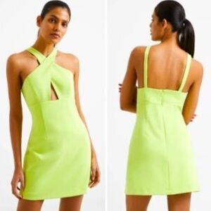 French Connection Lime Green Halter Mini Dress